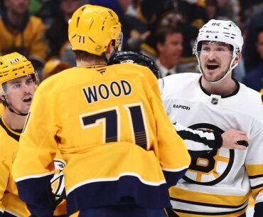 Forsberg's 3-point game, Wood's 2 goals lead Predators past Bruins 6-3