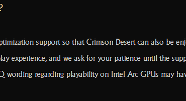 Crimson Desert Devs revert from not supporting Intel Arc