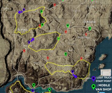 MIRAMAR MAP GUIDE 2026 : ALL LOCATIONS: Loot truck routes, Mobile Shop and Custom Garage. 2500x2500 pixels map  (Updated locations except for ziplines)