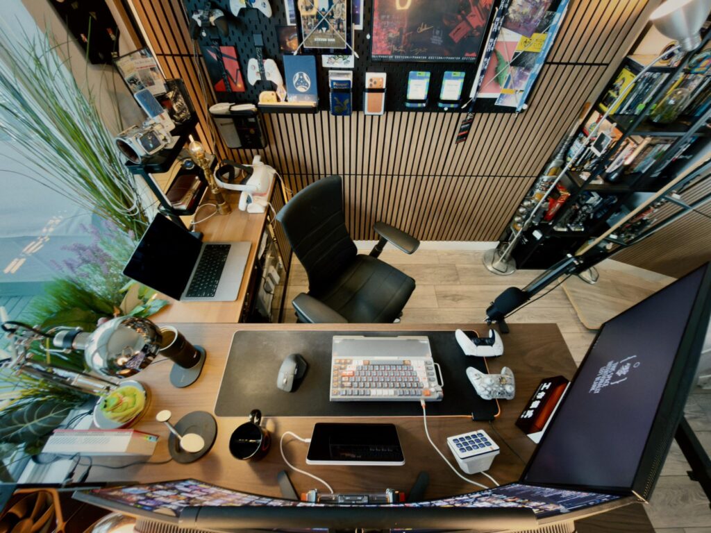 Battle Station Upgrade Completed with Standing Desk and Background Wall