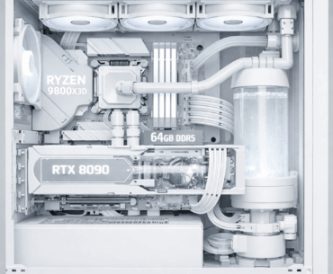 I asked chatgpt to make a pic of a all white gaming pc with a rtx 8090 a ryzen 9 9800x3d 64 gigs of ddr5 ram and liduid cooling. This is what it made