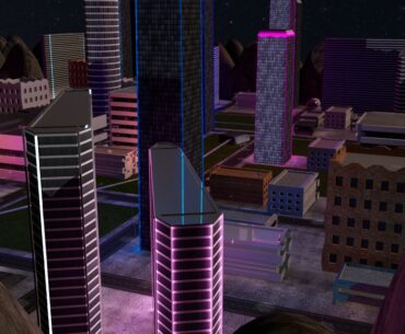 Tried making a little cyberpunk city in Maya