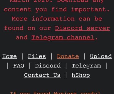 RIP Myrient Archive tomorrow