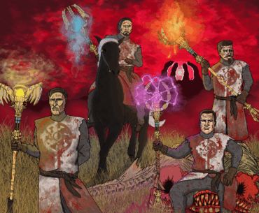 "Primis' Reprieve" Our four heroes taking a moment of rest during The Great War. Digital drawing.