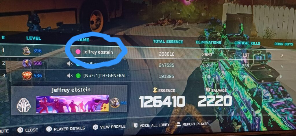 Hey guys stay away from player (Jeffrey ebstein#5053301) they are purposely griefing main quest mini game steps and killing tortured zombies on purpose. Shout out the other guy who was trying to get the steps going with me.