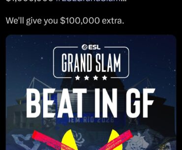 ESL just put a bounty on Vitality at IEM Rio… $100,000 bonus if someone stops them