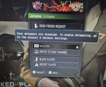[COD] whispers disabled at random times