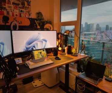 Using my new Standing Desk in the Evening