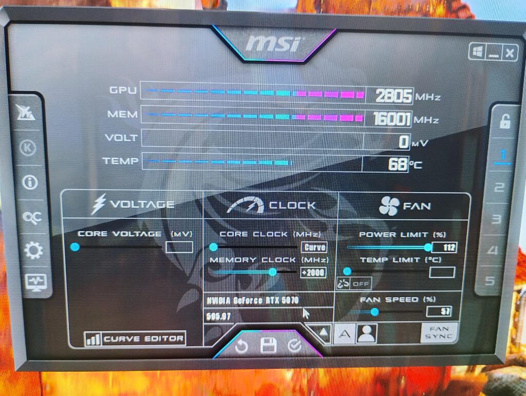 Done with undervolt RTX 5070