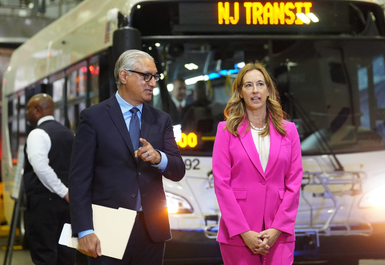 President and CEO of NJ Transit Kris Kolluri and New Jersey Gov. Mikie Sherrill 