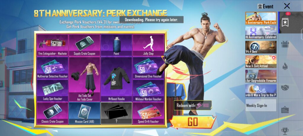 8th Anniversary Perk Exchange not loading for anyone else? 😓