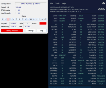 TM5 Ryzen3d test 2 errors @stock EXPO 6000mhz 2000fclk 9800x3d