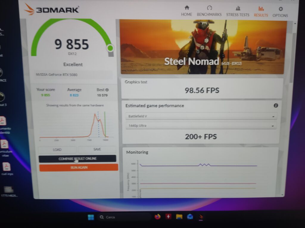 This is my run for today. 9855 points in 3dmark benchmark steel nomad with my rtx 5080 and my i9-14900kf. With a little help from Gpu tweak.