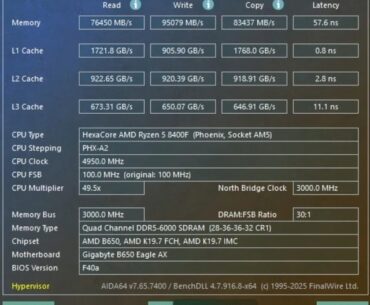 OC Lexar 6000 CL28, Ryzen 8400F with help of AI. Any room for improvement?