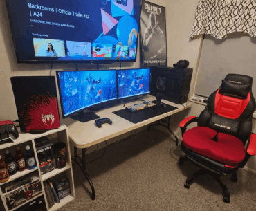 Did what I could with the space cant paint the walls or redo the flooring. Also want a new chair and desk.