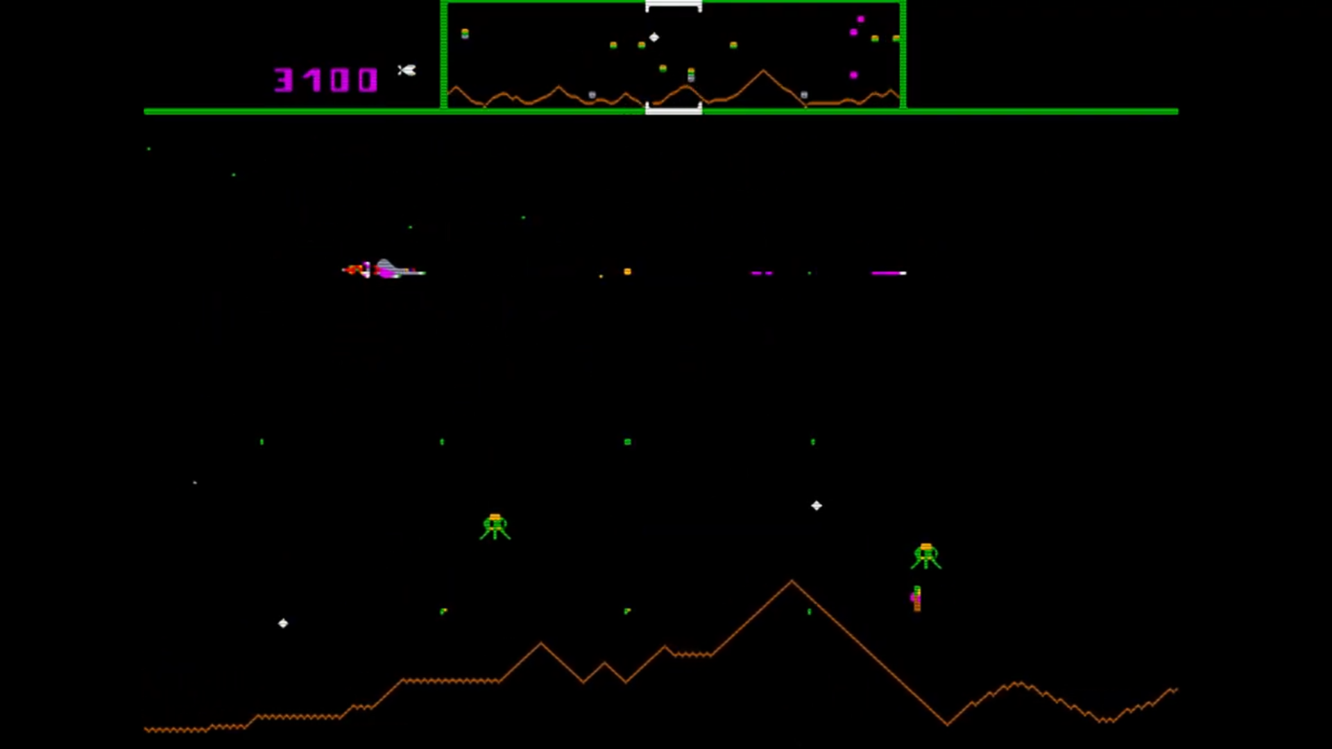 Screenshot from the 1981 video game Defender