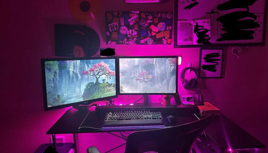 Fraternity house room desk setup