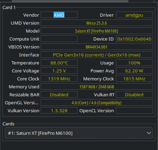 A 1319Mhz Core & 1814Mhz VRAM Overclock on a AMD FirePro M6100