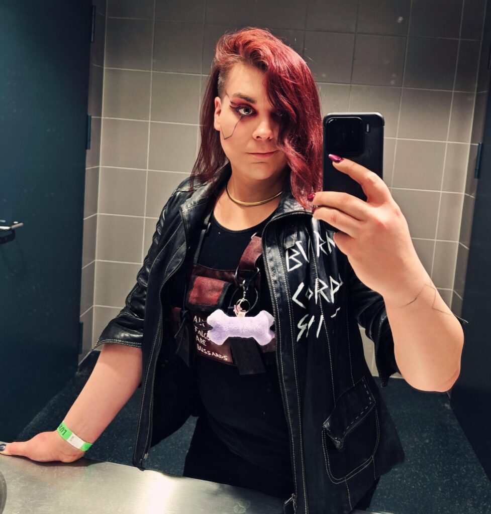 Spontaneous cyberpunk outfit for convention