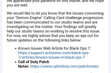Demon engine calling card bug update