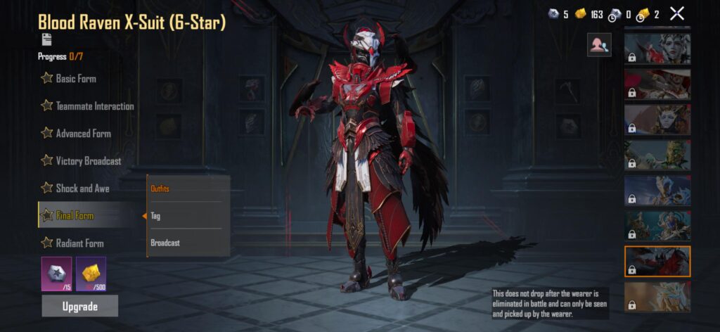 How much UC to put a Xsuit on max?