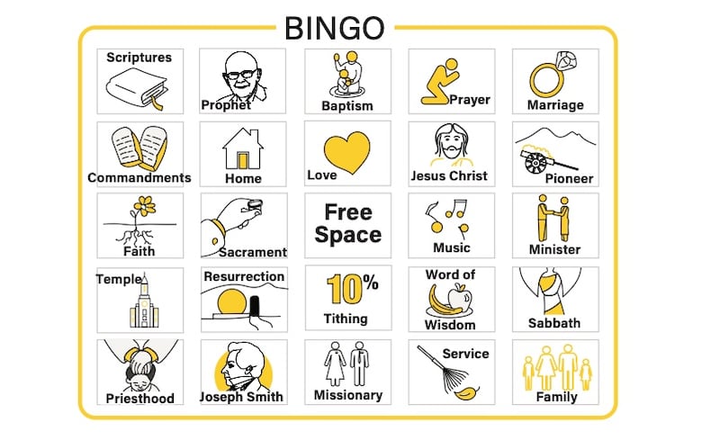 A bingo-style game with Church-related terms is one of the general conference-related games available for download from the Church News.