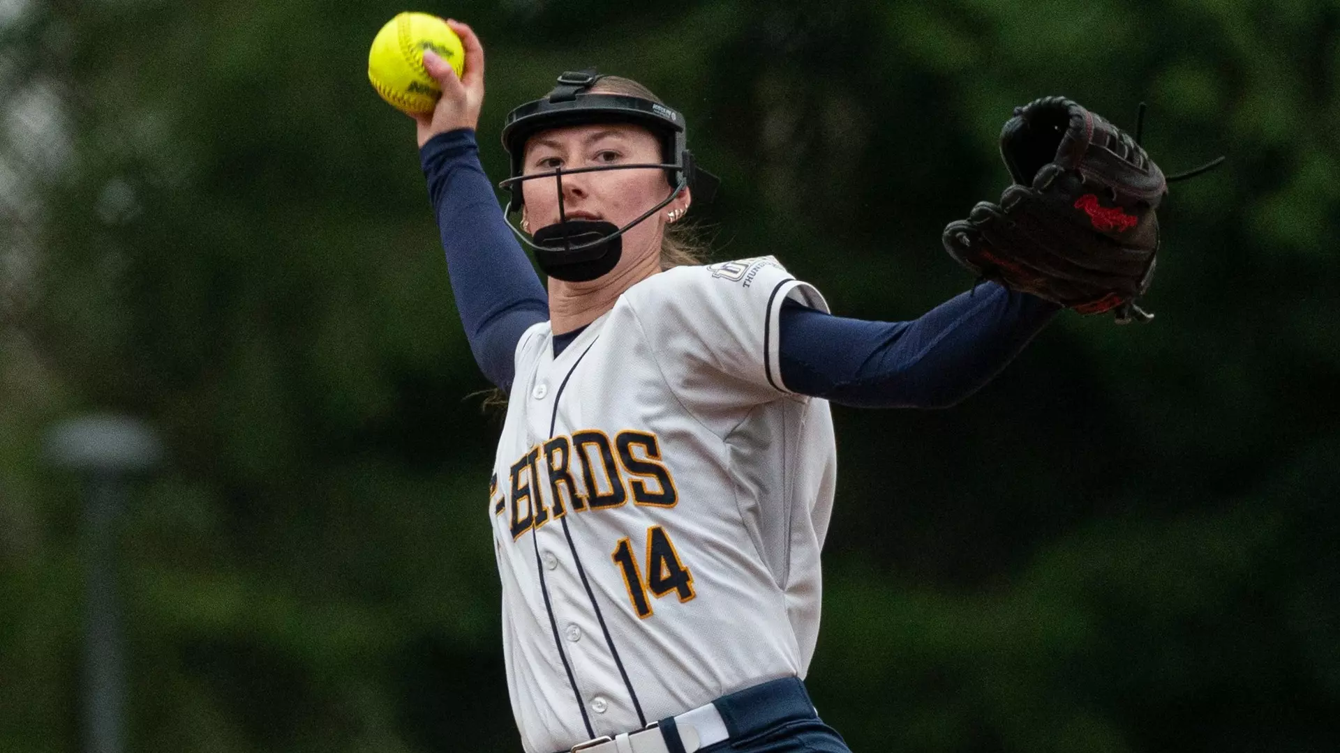 Madison Hiebert winds up for a pitch