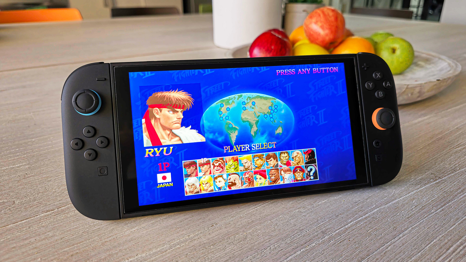 The Nintendo Switch 2 propped up on a kitchen table