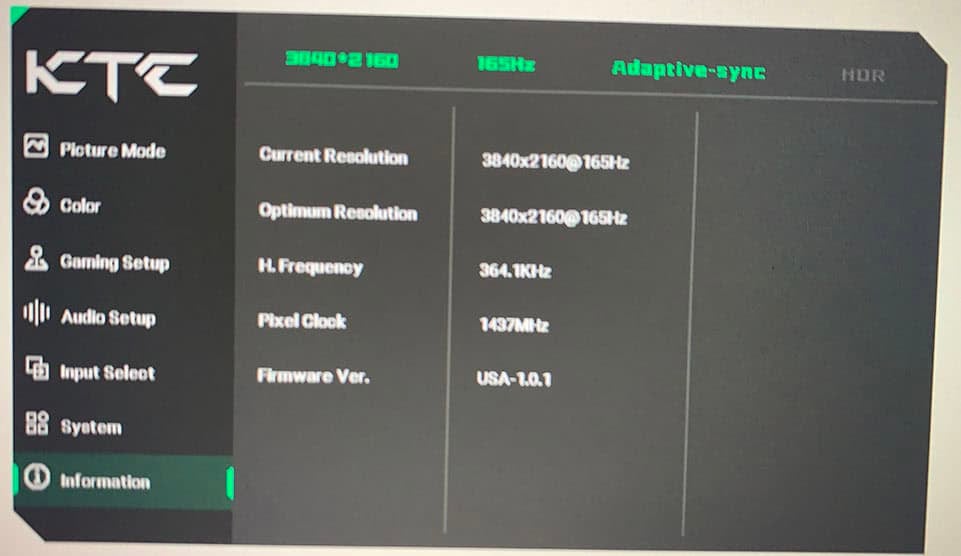 KTC H32P22P OSD Menu 2