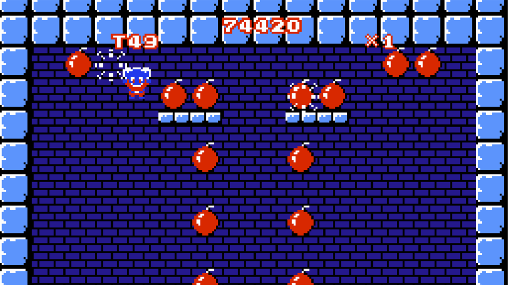 A screenshot from Mighty Bomb Jack on the NES.