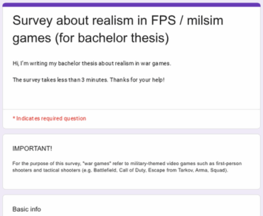 [COD] Quick survey about realism in war games (Bachelor thesis)
