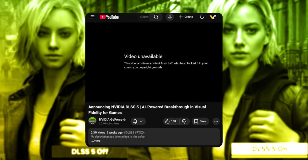 something funny happened. DLSS 5 announcement video taken offline by Italian TV copyright block