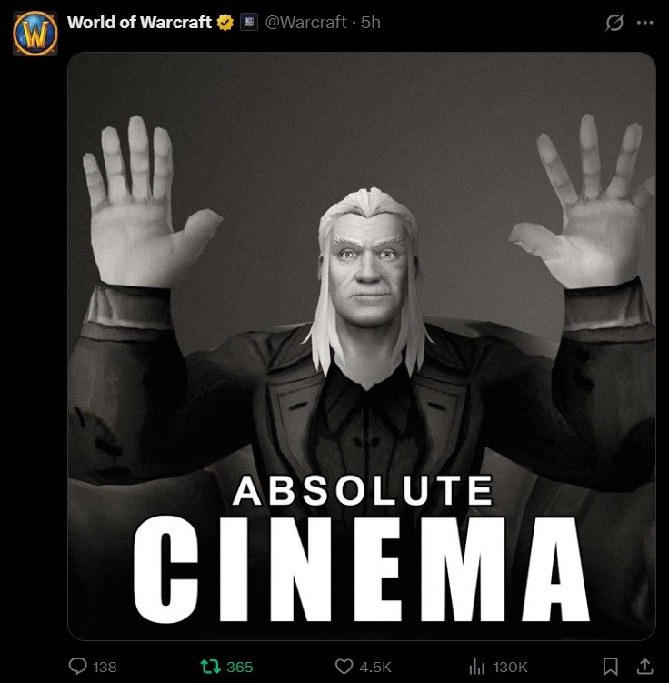"Absolute Cinema" meme from @Warcraft on X