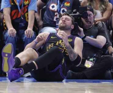 Luka Dončić to undergo MRI after injuring hamstring in Lakers’ blowout loss to Thunder
