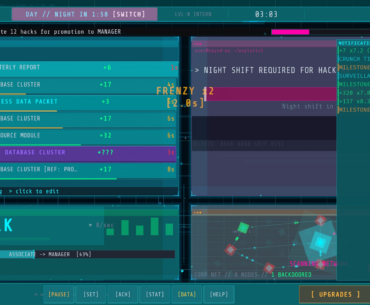 hacking in a neon terminal while the system watches everything you do