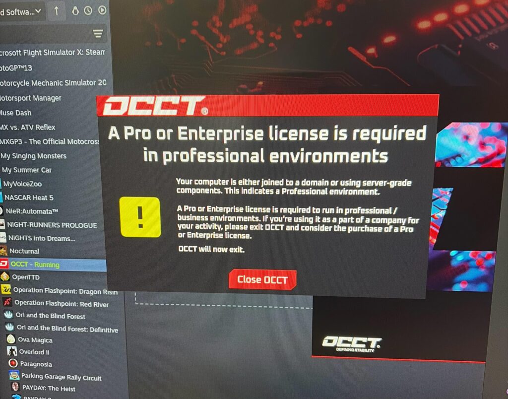 Goddamnit OCCT, this is a personal environment!