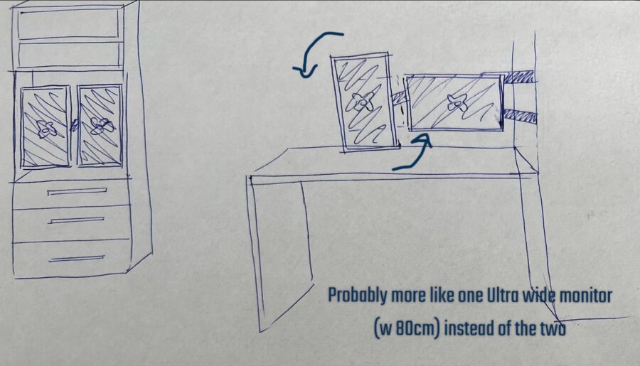 Hidden desk with pull-out monitor setup – Is this even possible?