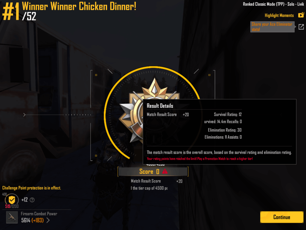 Help, I am stuck at ACE 4500 and continue to win multiple matches but cannot promote?!?