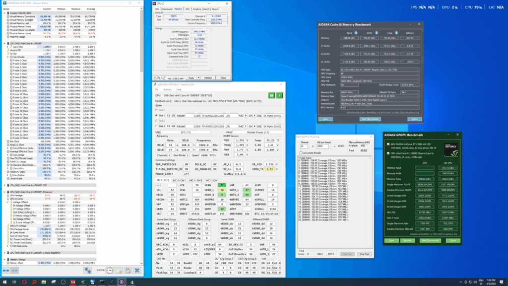 Timings for 2x32 GiB A-die @ 6800 MT/s (dual rank)