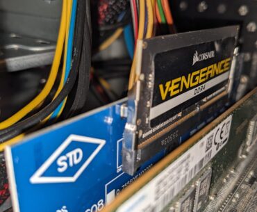 8GB DIMM and a 8GB SODIMM in an adapter to give a LAN Party Guest PC 16GB.  I blame Sam Altman and every teenager too stupid to write an essay without ChatGPT for this RAMpocalypse Mad Max BS.