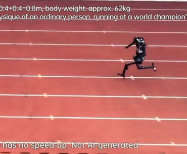 The Unitree H1 humanoid robot achieving a peak speed of 10 meters per second (22.4 mph or 36 km/h), making it one of the fastest humanoid robots in the world.