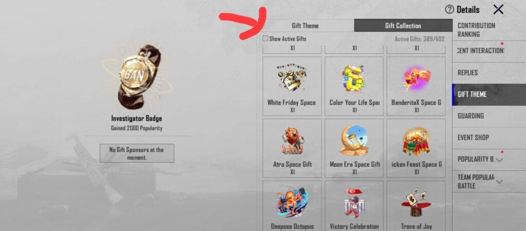 Search option for popularity Gift collection.