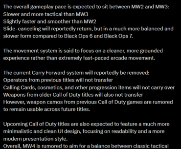 [COD] MW4 will be a middle ground between fast arcade movement and mil-sim.