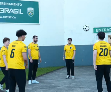 FURIA playing football before their match yesterday