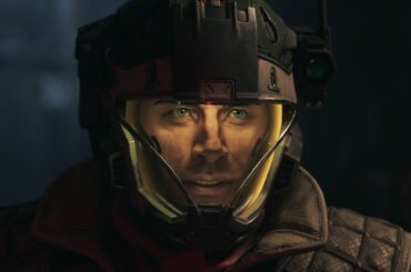 Screenshot from The Expanse: Osiris Reborn, showing a man in a sci-fi spacesuit.