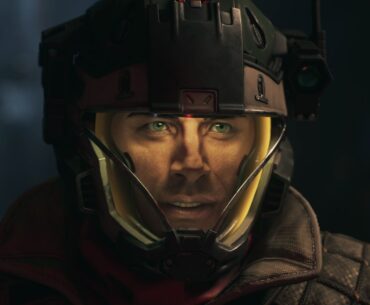 Screenshot from The Expanse: Osiris Reborn, showing a man in a sci-fi spacesuit.