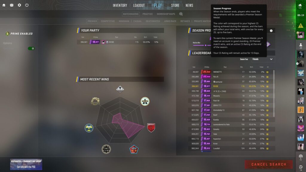 CS rating active counter keeps going down but im playing daily? why?