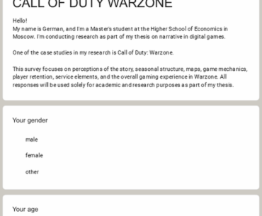 Looking for Call of Duty: Warzone players for a short academic survey