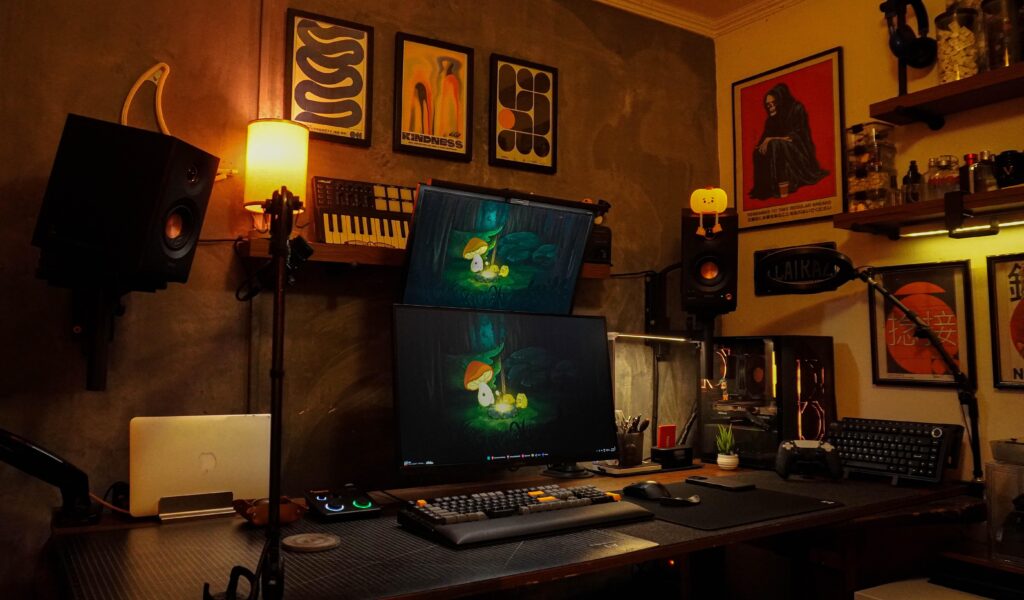 trying a stacked monitor setup