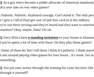 [COD] Movie Director Peter Berg said in an interview back in 2013 that people who play video games are 'pathetic'